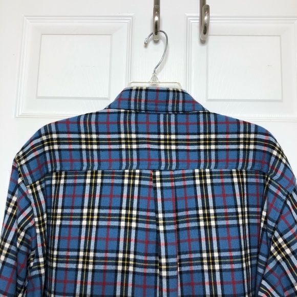 L.L. Bean Soft Cotton brushed Blue Yellow Red Plaid Button Down Shirt L Regular - Picture 10 of 13
